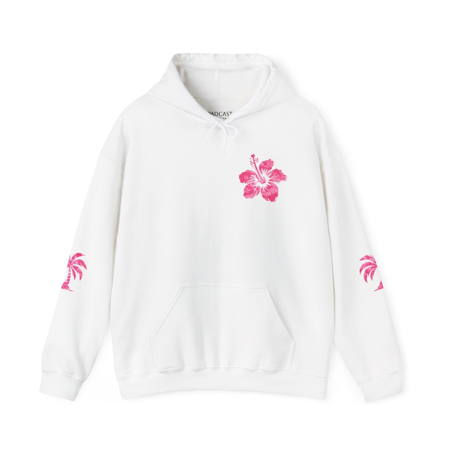 Pink Tropical Tie Dye Palm Tree and Hibiscus Hoodie for Sweatshirt, Pullover