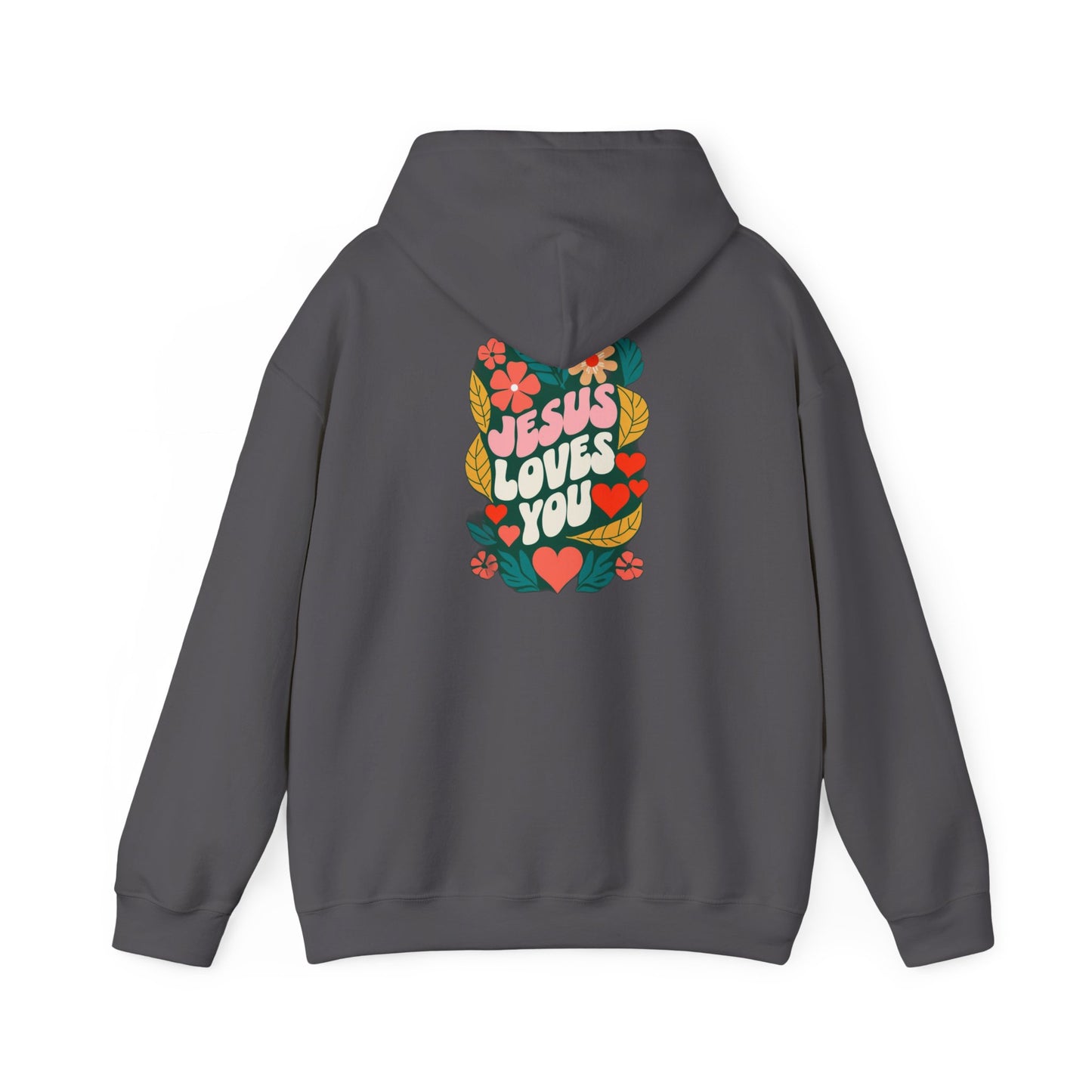 Retro Floral "Jesus Loves You" White Hoodie, Faith-Inspired Cozy Style for Everyday Wear, Perfect Christian Gift!