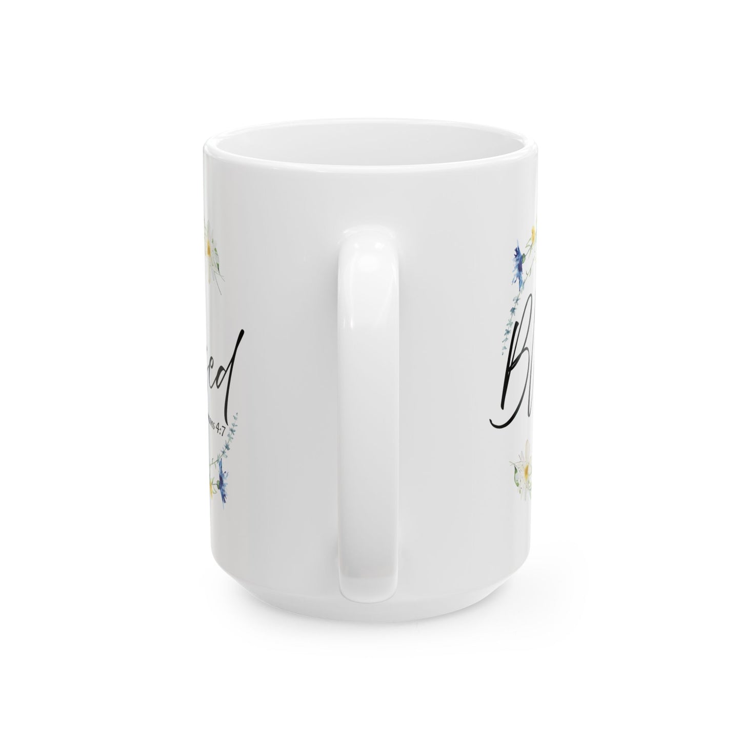 Blessed Floral Ceramic Mug - Inspirational Gift for Friends, Coffee Lovers, Spiritual Reminders, Home Decor, Holiday Gifts, 11oz 15oz Cups