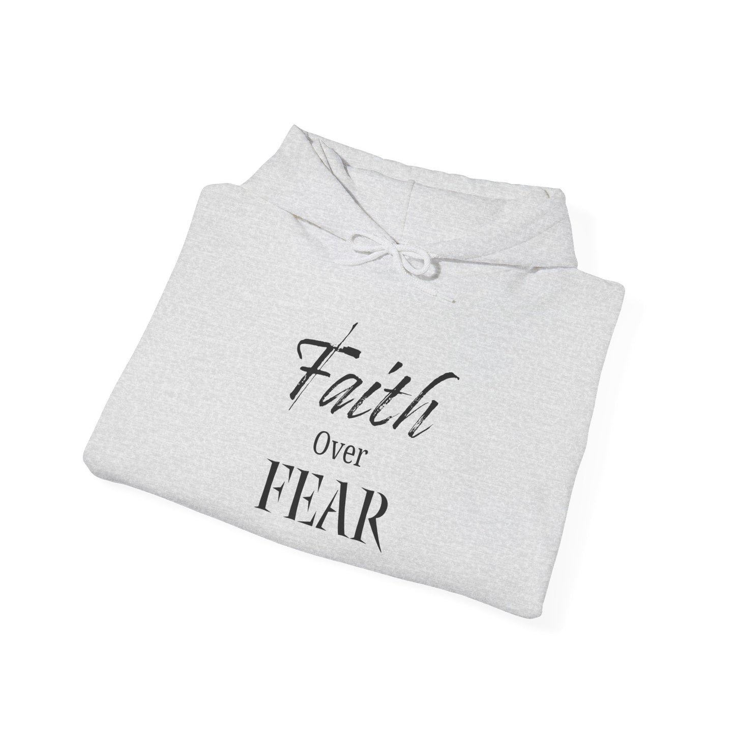 Faith Over Fear Hooded Sweatshirt - Cozy Inspirational Gift, Self-Care, Mindfulness, Motivational Wear, Pink Bows Hoodie