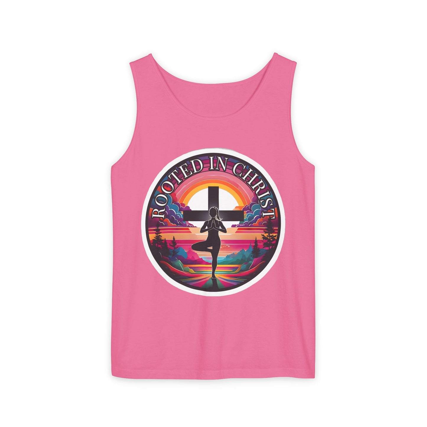 Rooted in Christ Tank Top, Spiritual Christian Yoga Apparel, Peaceful Jesus Vibes, Christian Exercise Gift
