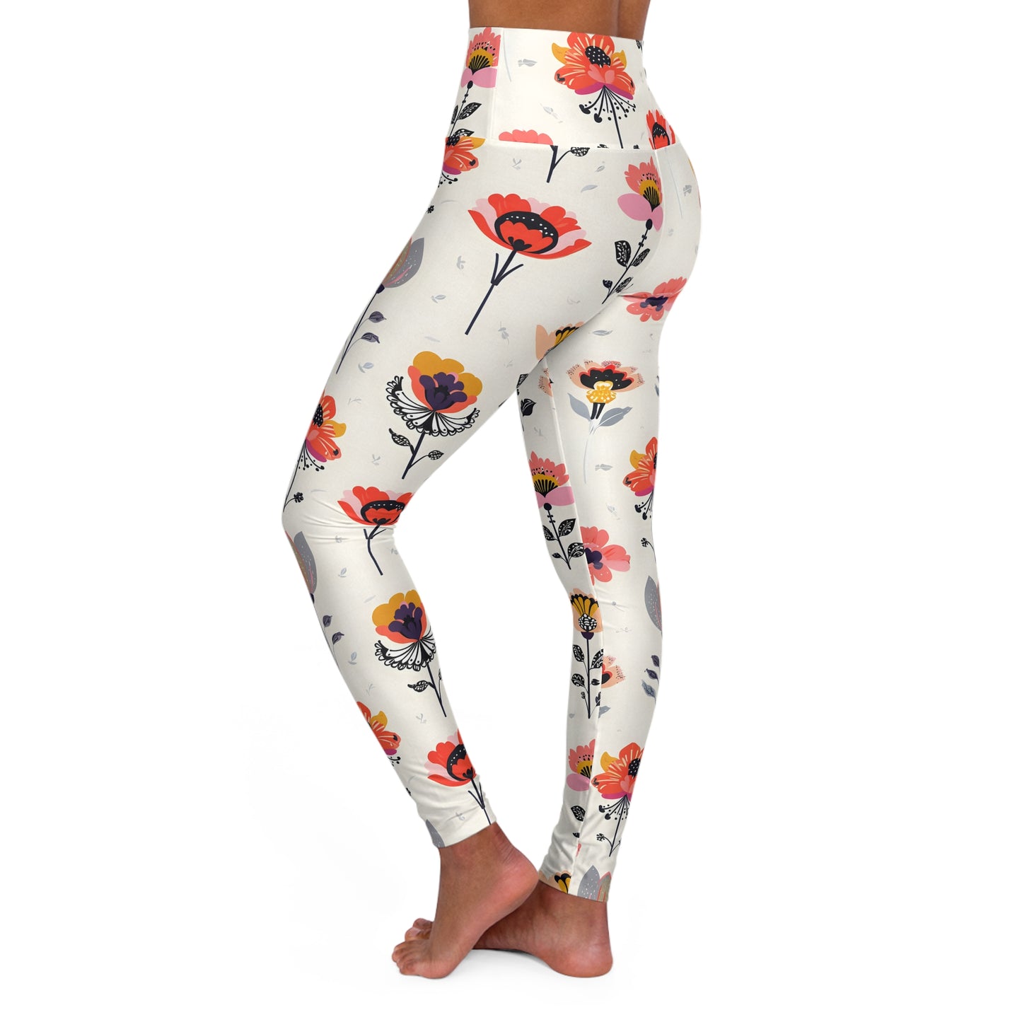 Floral High Waisted Yoga Leggings, Flower Print Workout Tights, Fitness Apparel, Activewear, Gift for Yogis