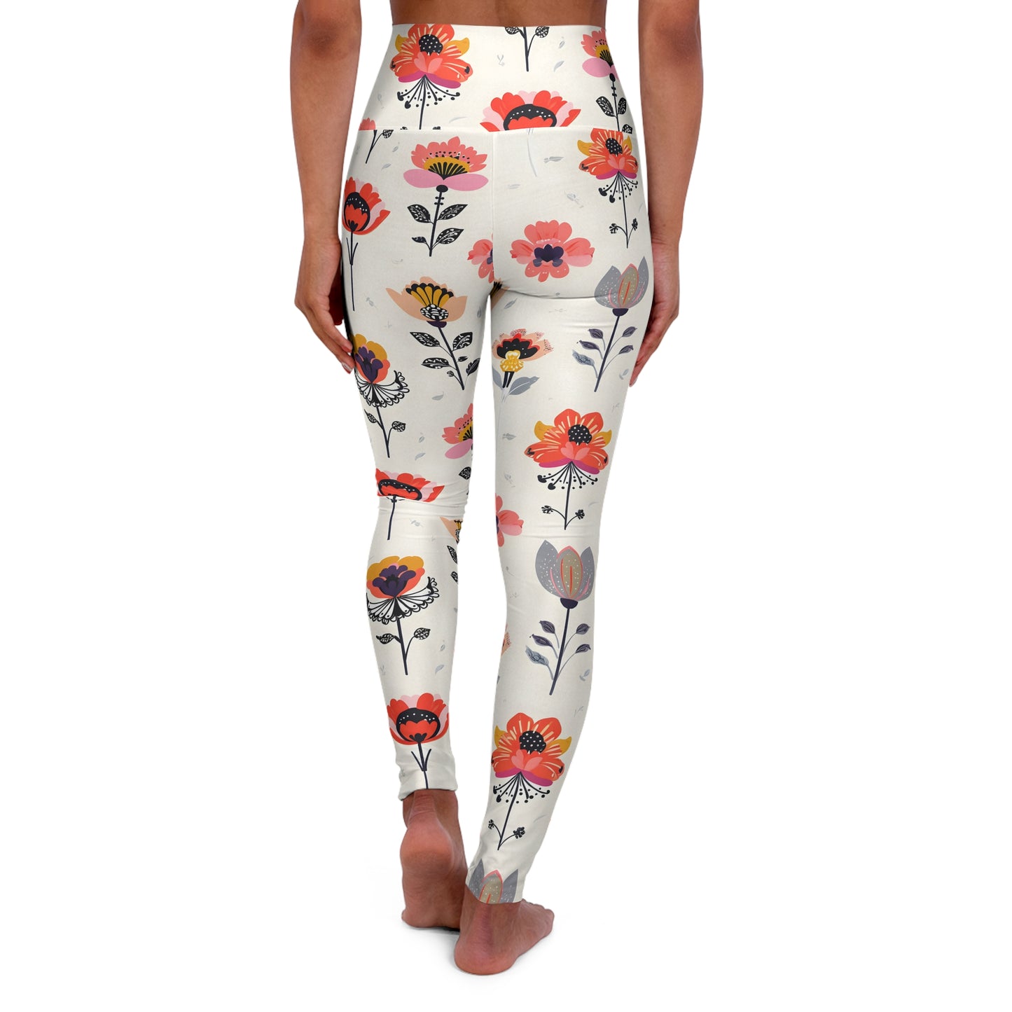 Floral High Waisted Yoga Leggings, Flower Print Workout Tights, Fitness Apparel, Activewear, Gift for Yogis