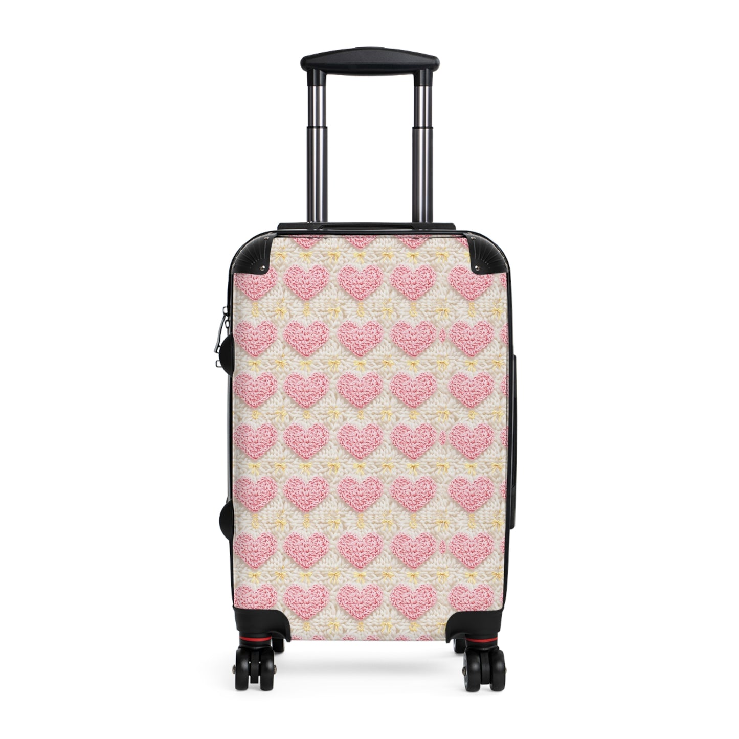 Crochet Romantic Hearts Pattern Suitcase - Stylish Carry-On Luggage for Travel Lovers