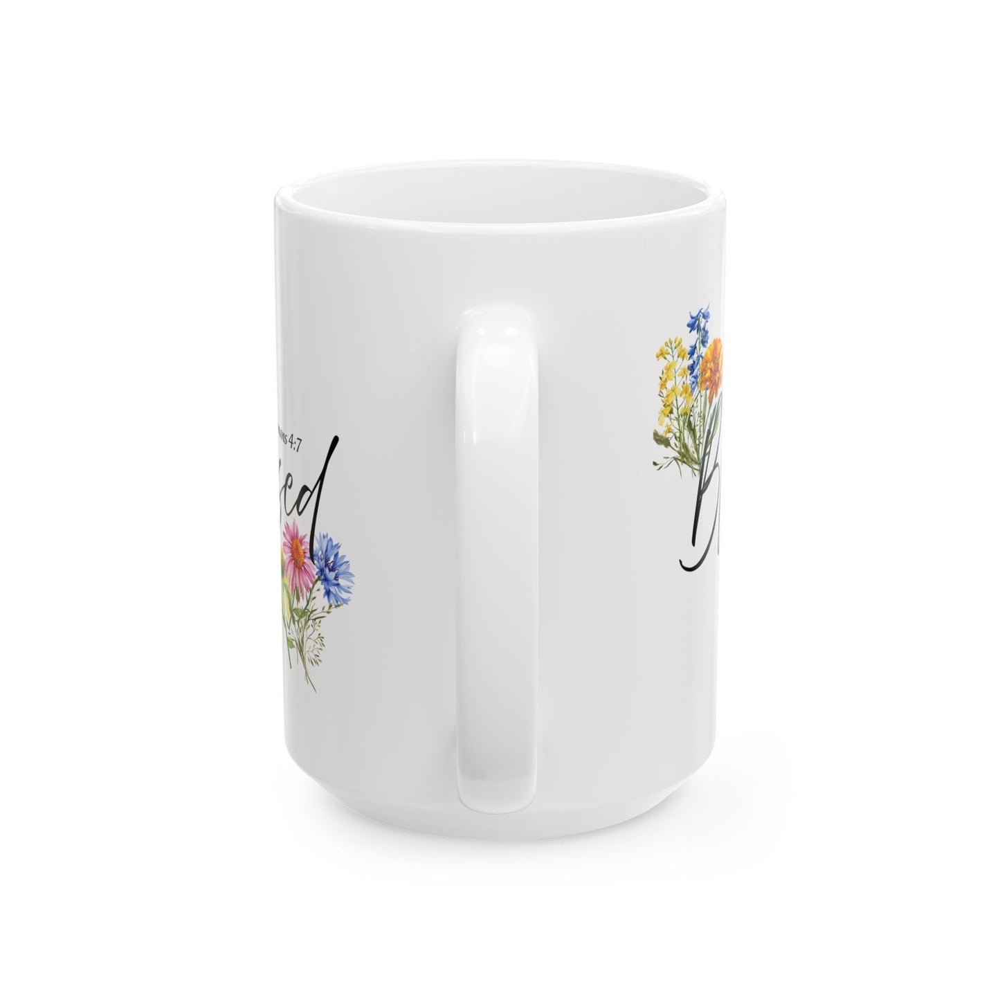 Blessed Floral Ceramic Mug, Inspirational Gift for Friends, Coffee Cup, Tea Mug, Home Decor