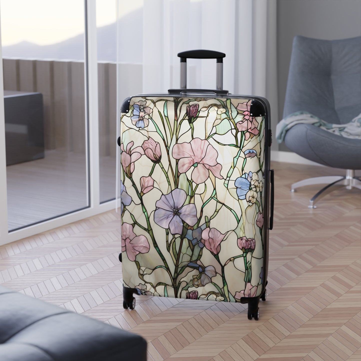 Floral Design Suitcase – Elegant Travel Gear for Adventure Lovers