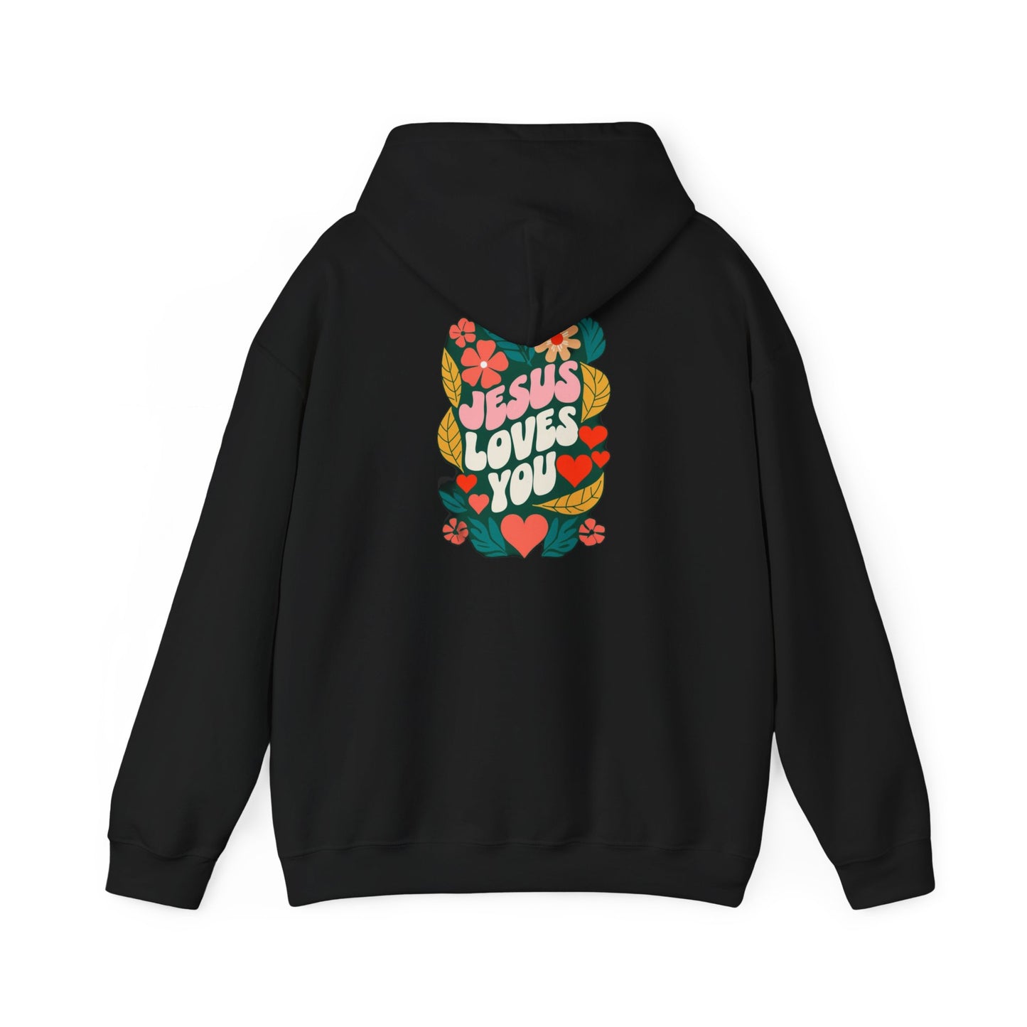 Retro Floral "Jesus Loves You" White Hoodie, Faith-Inspired Cozy Style for Everyday Wear, Perfect Christian Gift!