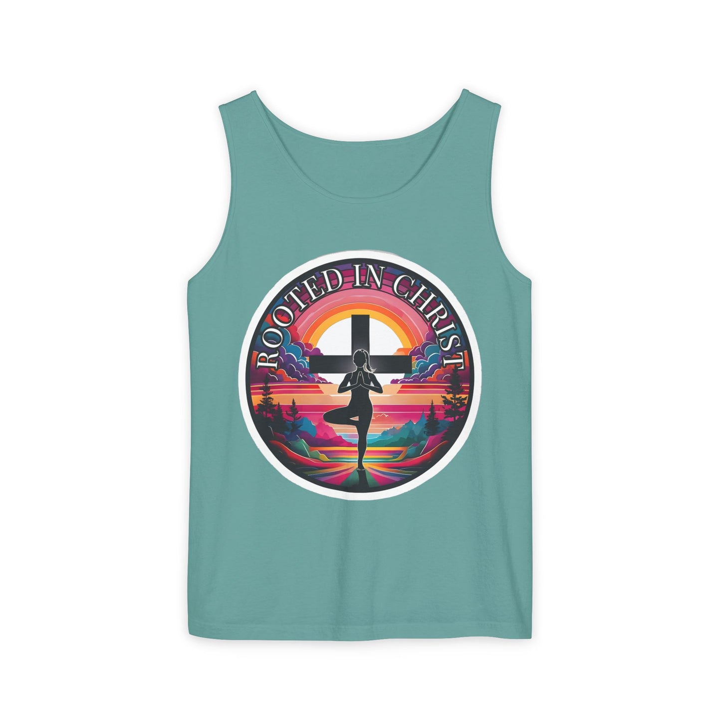 Rooted in Christ Tank Top, Spiritual Christian Yoga Apparel, Peaceful Jesus Vibes, Christian Exercise Gift