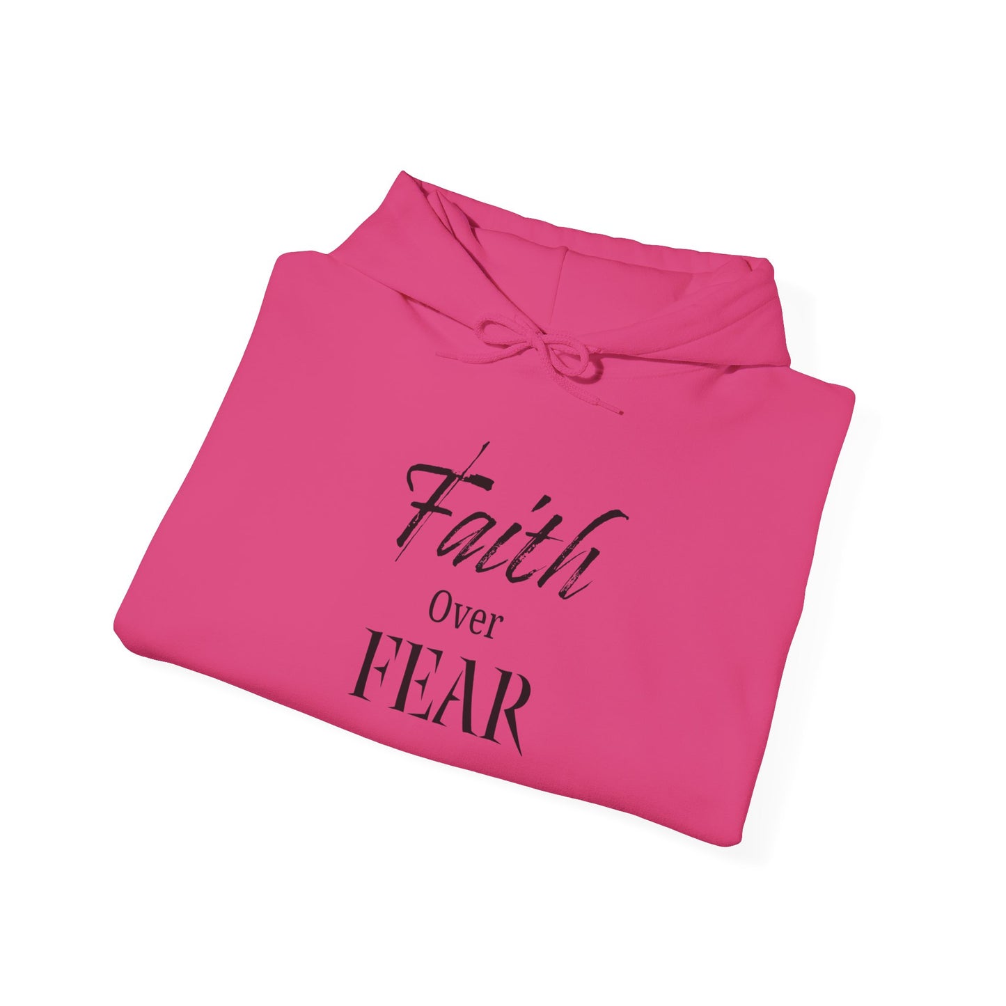 Faith Over Fear Hooded Sweatshirt - Cozy Inspirational Gift, Self-Care, Mindfulness, Motivational Wear, Pink Bows Hoodie