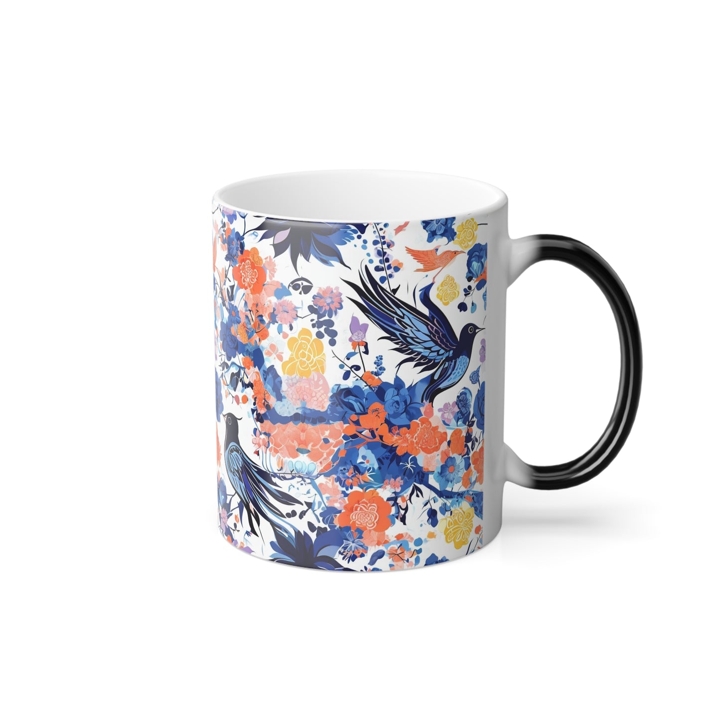 Color Morphing Floral Bird Mug - 11oz Color Changing Coffee Cup