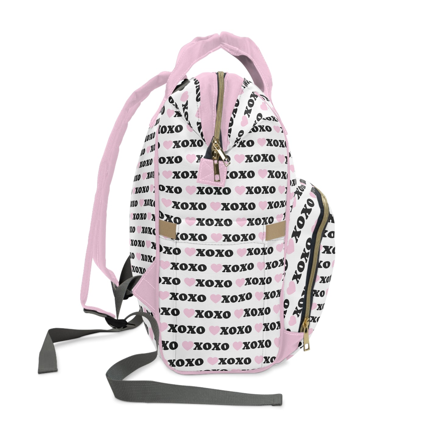 Stylish XOXO Hearts Multifunctional Diaper Backpack - Perfect for Moms on the Go