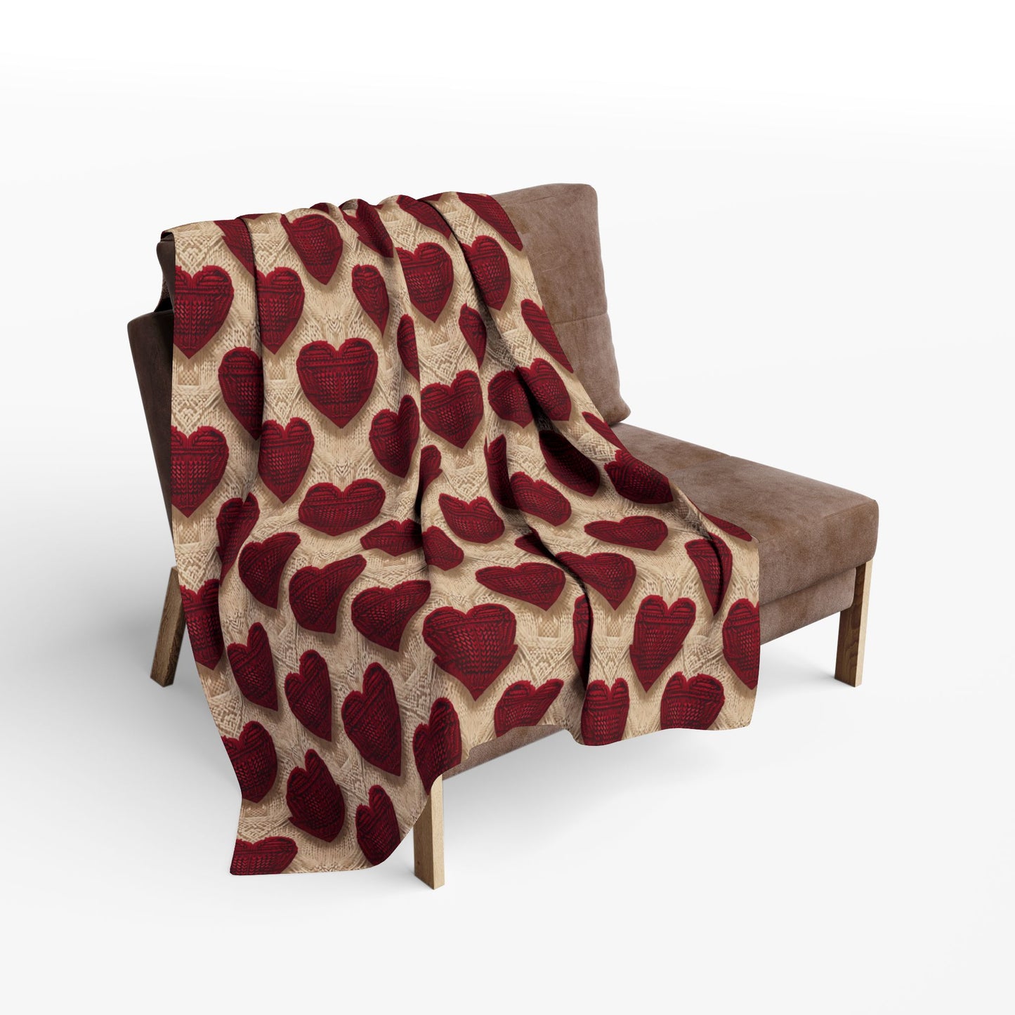 Cozy Knit Heart Pattern Fleece Blanket for Romantic Evenings