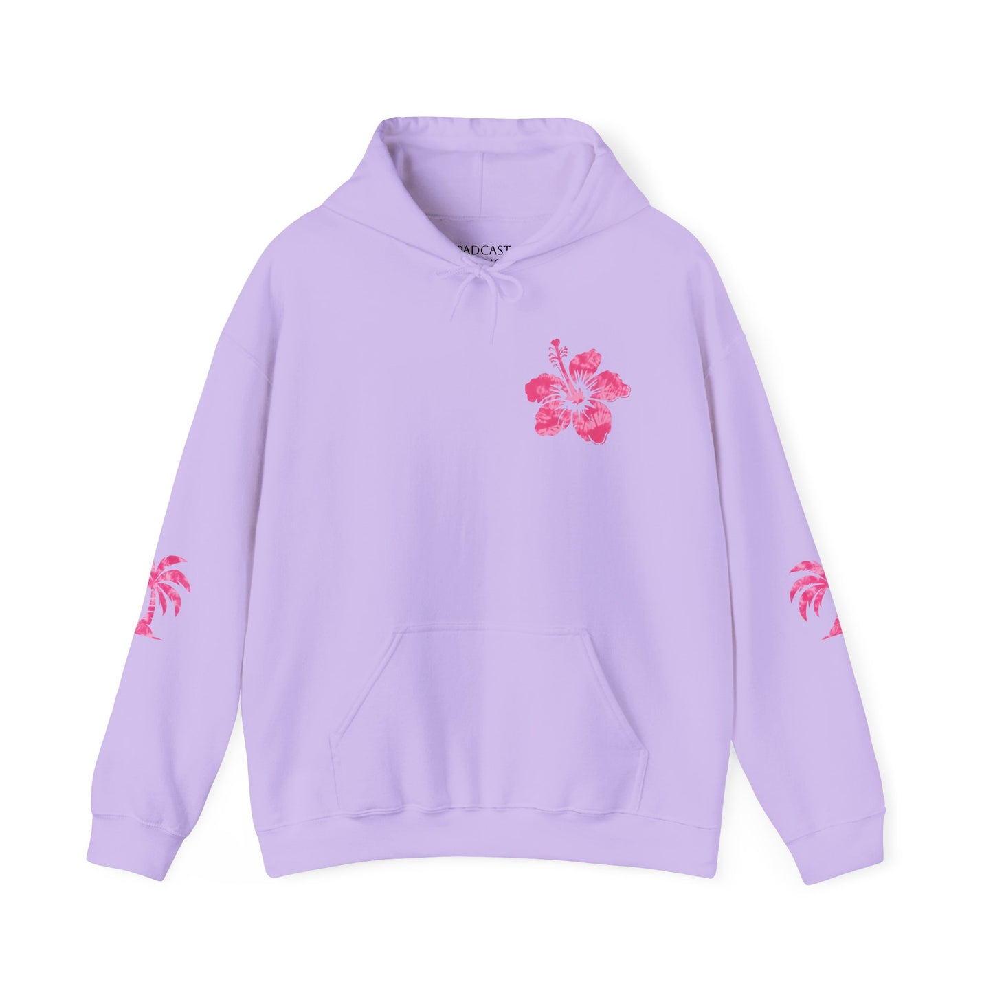 Pink Tropical Tie Dye Palm Tree and Hibiscus Hoodie for Sweatshirt, Pullover