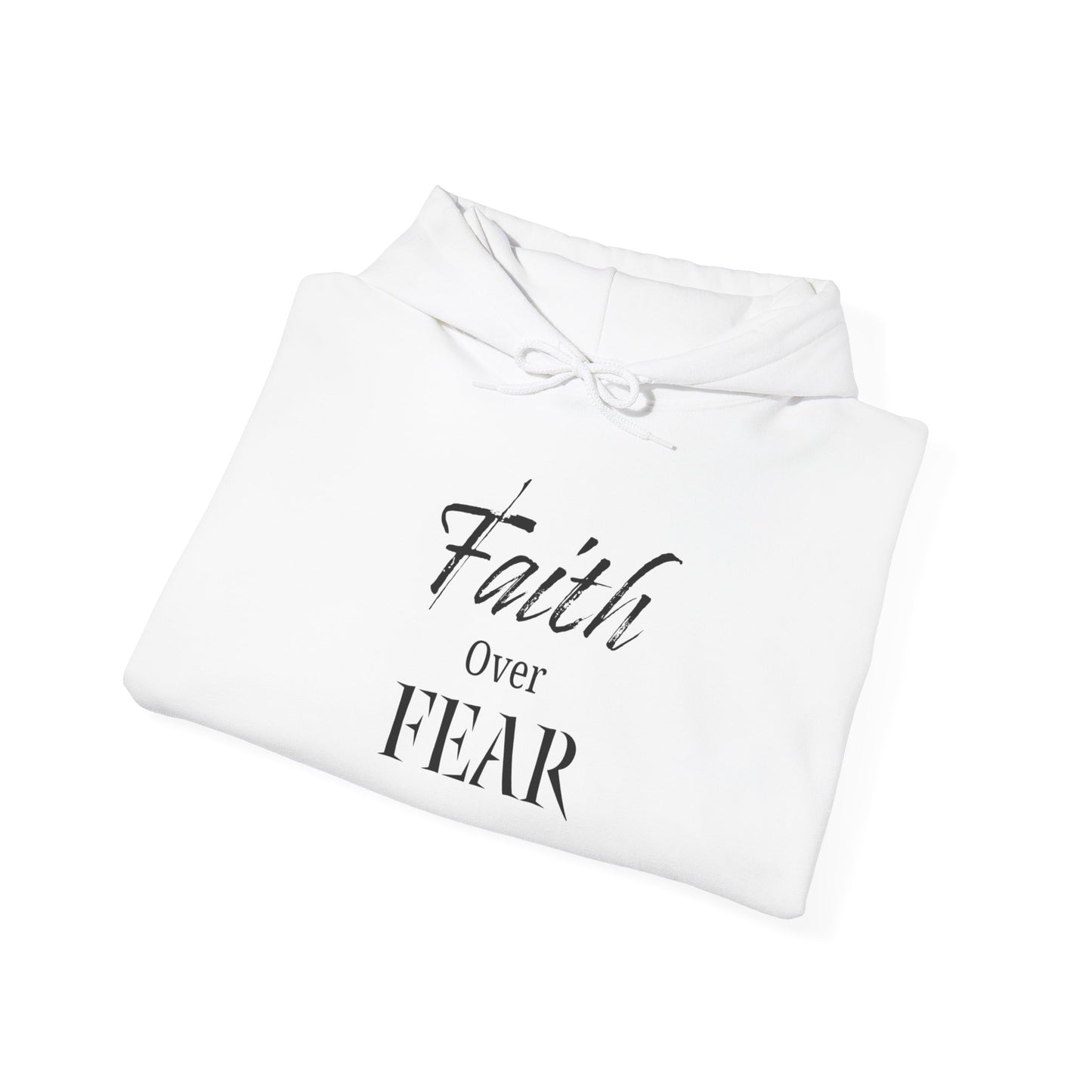 Faith Over Fear Hooded Sweatshirt - Cozy Inspirational Gift, Self-Care, Mindfulness, Motivational Wear, Pink Bows Hoodie