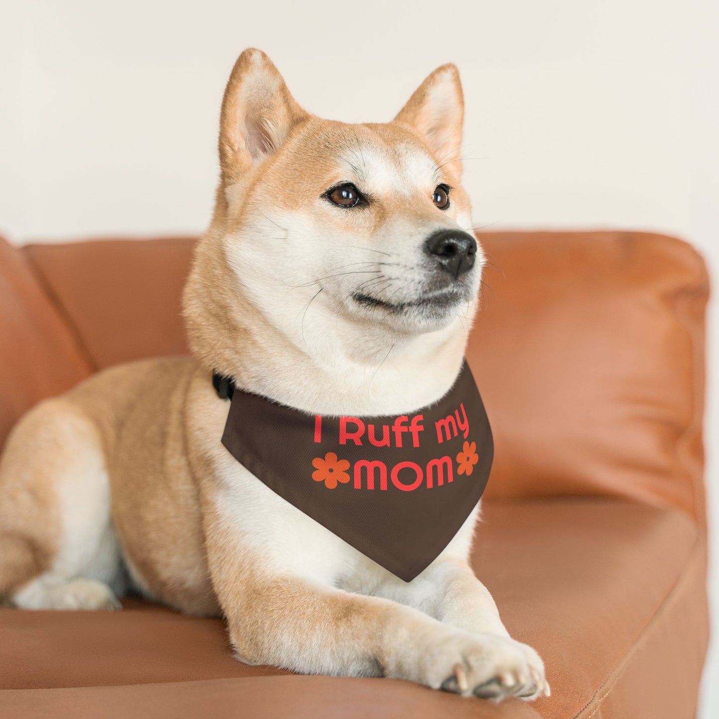 I Ruff My Mom Pet Bandana Collar - Cute Adjustable Dog Accessory for Gifts and Celebrations
