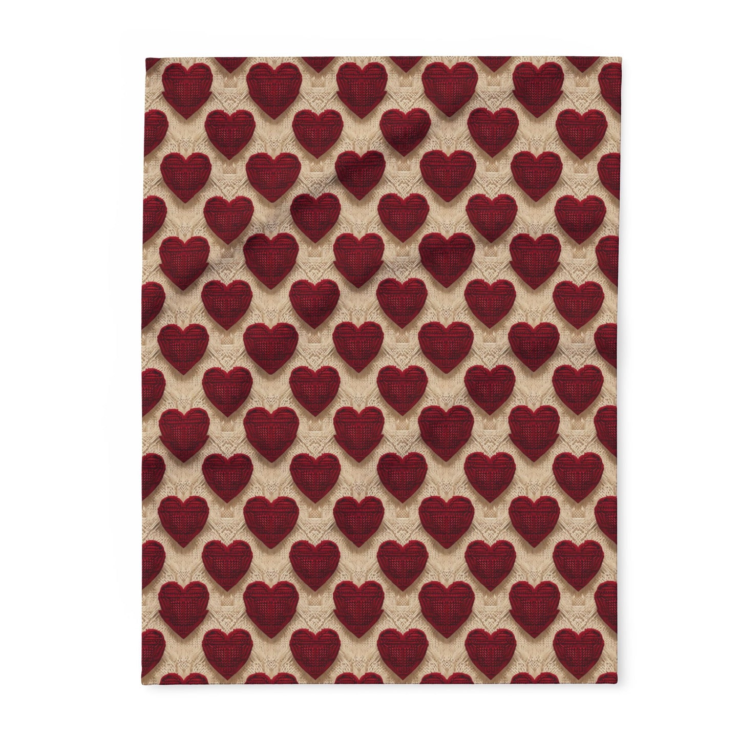 Cozy Knit Heart Pattern Fleece Blanket for Romantic Evenings