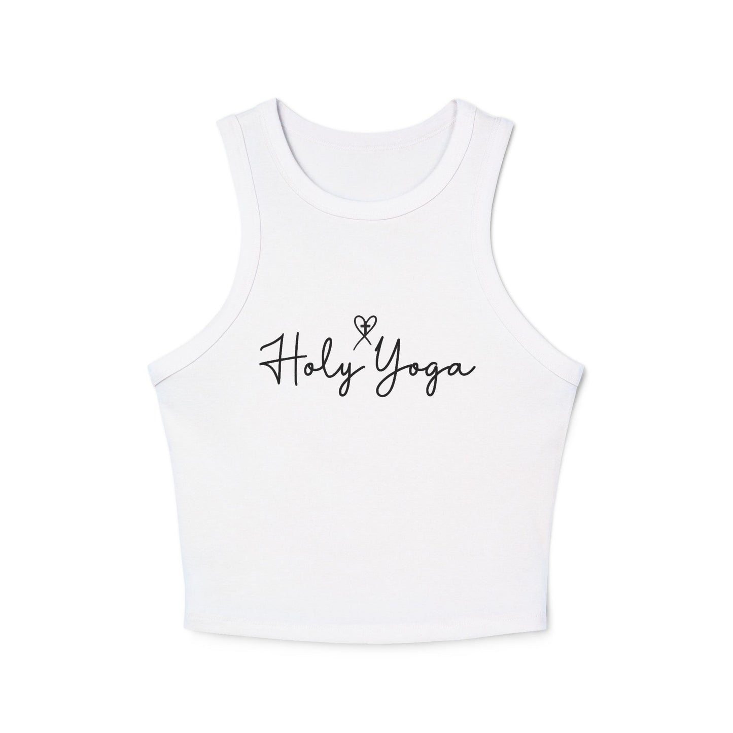 Holy Yoga Micro Rib Racer Tank Top - Christian Yoga Apparel, Workout Top, Fitness Gift, Jesus Follower Activewear