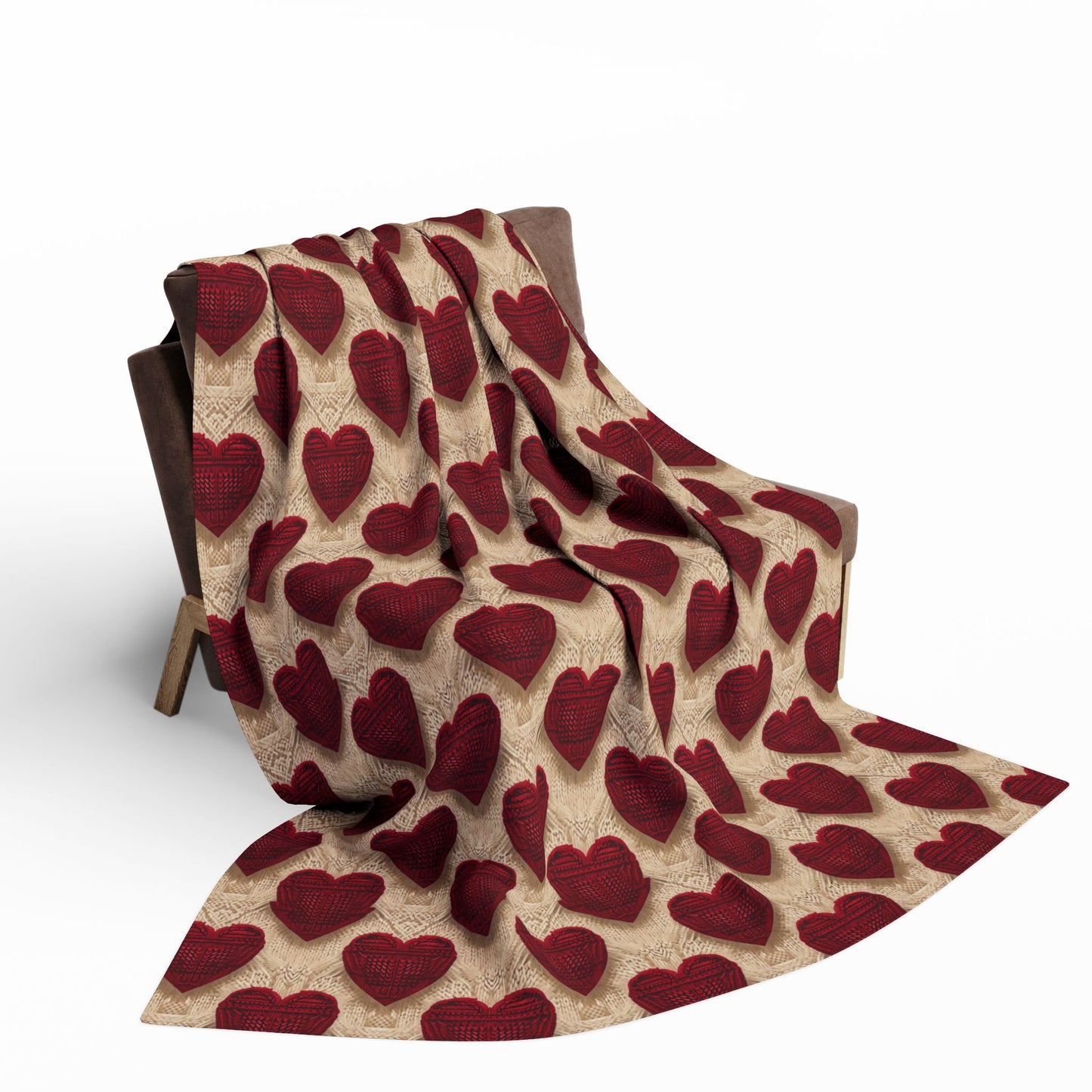 Cozy Knit Heart Pattern Fleece Blanket for Romantic Evenings