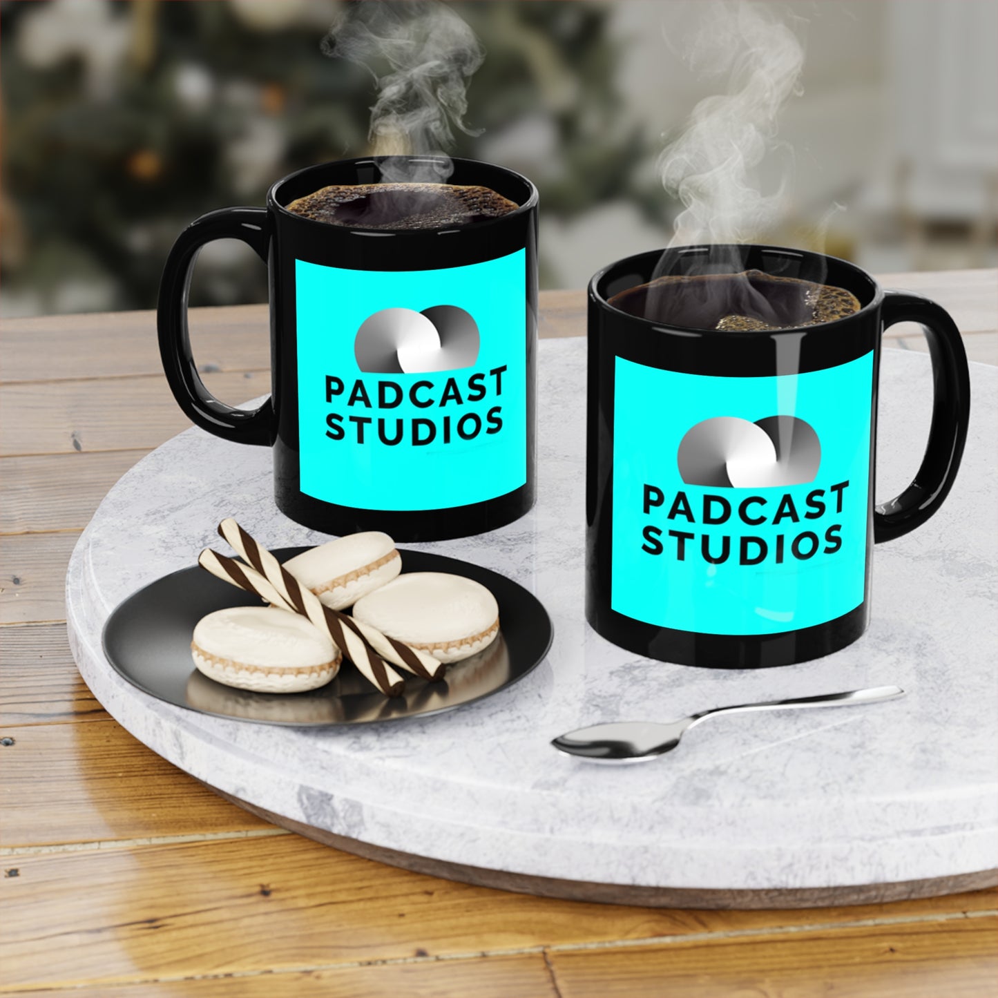 Custom Black Coffee Mug - Padcast Studios, 11oz - Perfect Gift for Coffee Lovers & Podcasters