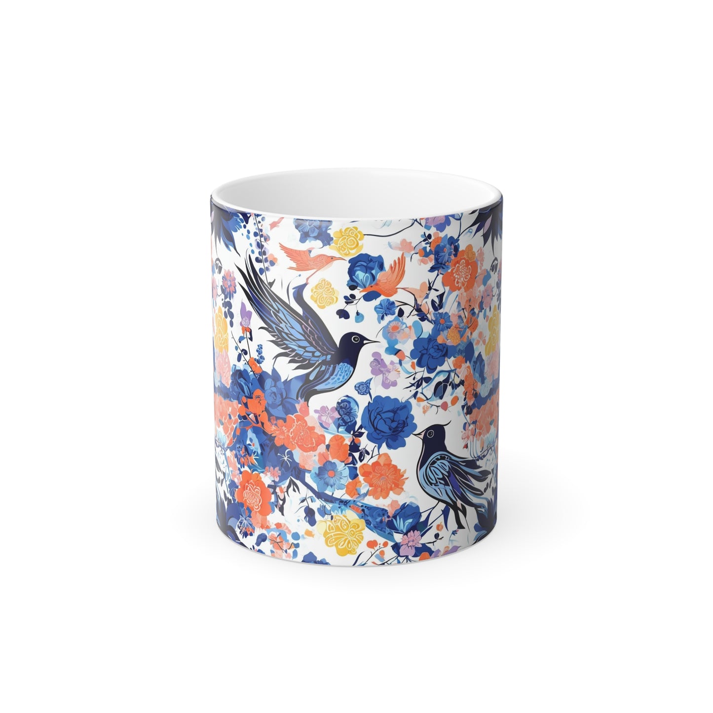 Color Morphing Floral Bird Mug - 11oz Color Changing Coffee Cup