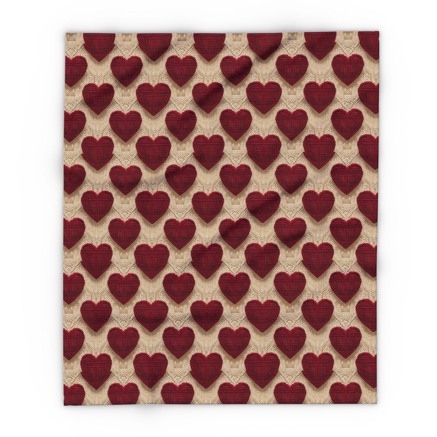 Cozy Knit Heart Pattern Fleece Blanket for Romantic Evenings