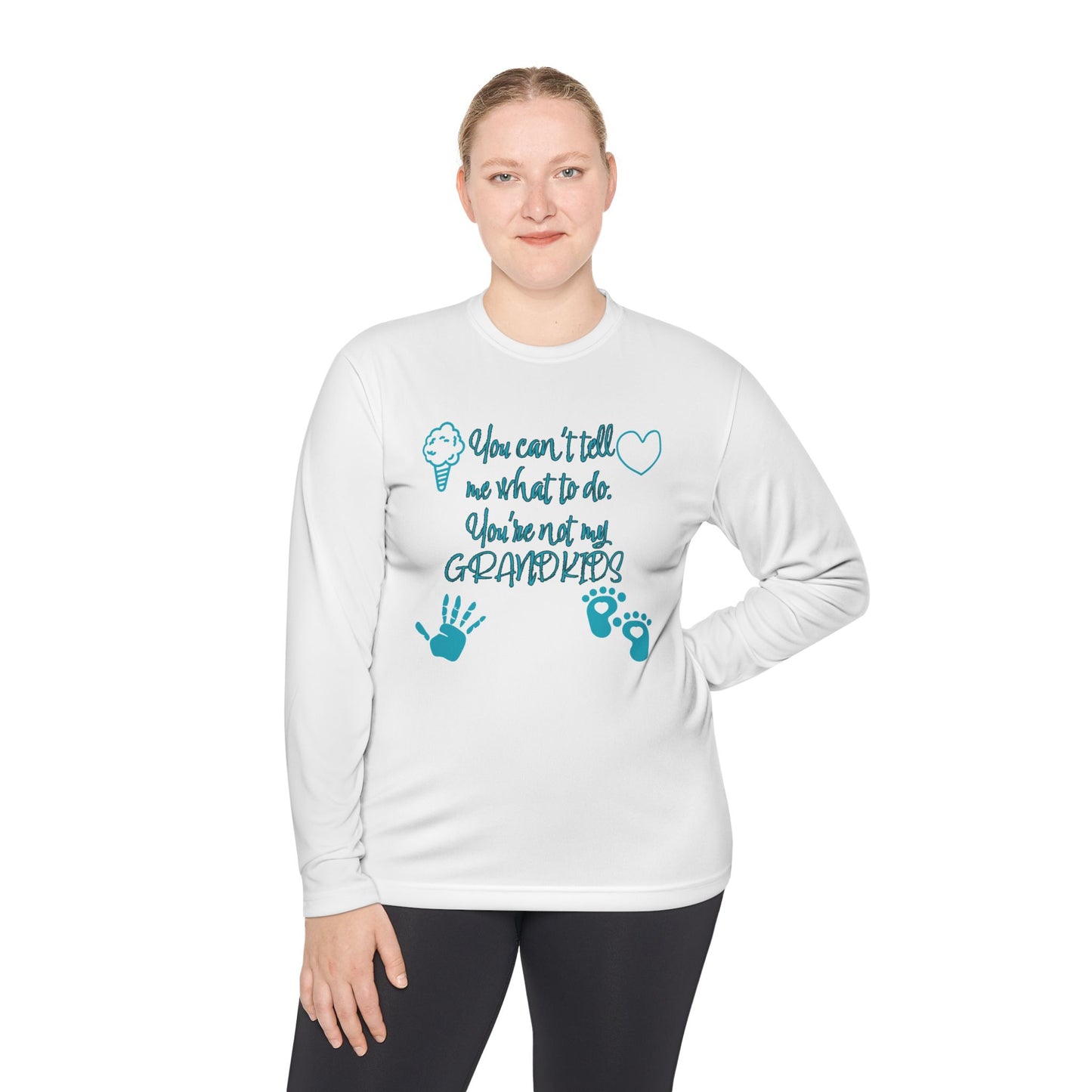 Funny Grandparents Lightweight Long Sleeve Tee, Gift for Grandma Grandpa, 'You can't tell me what to do, You're not my GRANDBABIES'.