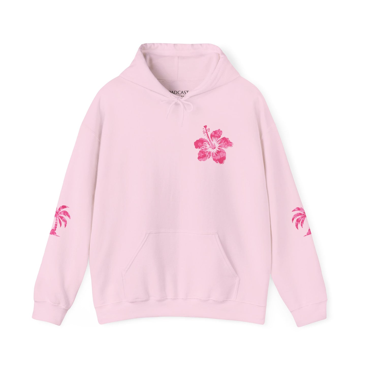 Pink Tropical Tie Dye Palm Tree and Hibiscus Hoodie for Sweatshirt, Pullover