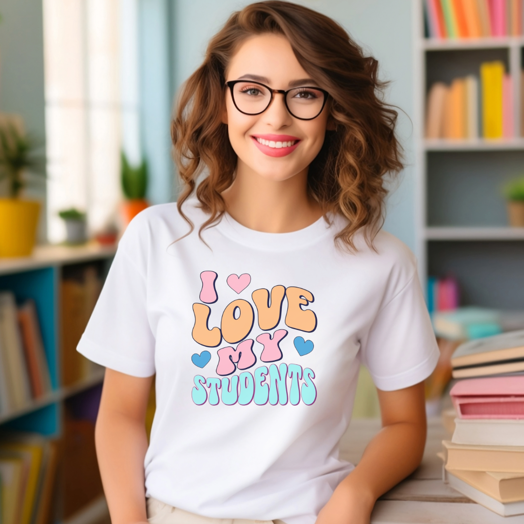 I Love My Students Colorful Teacher Shirt, Unisex Softstyle T-Shirt, Teacher Gift, Back to School Tee, Educator Apparel