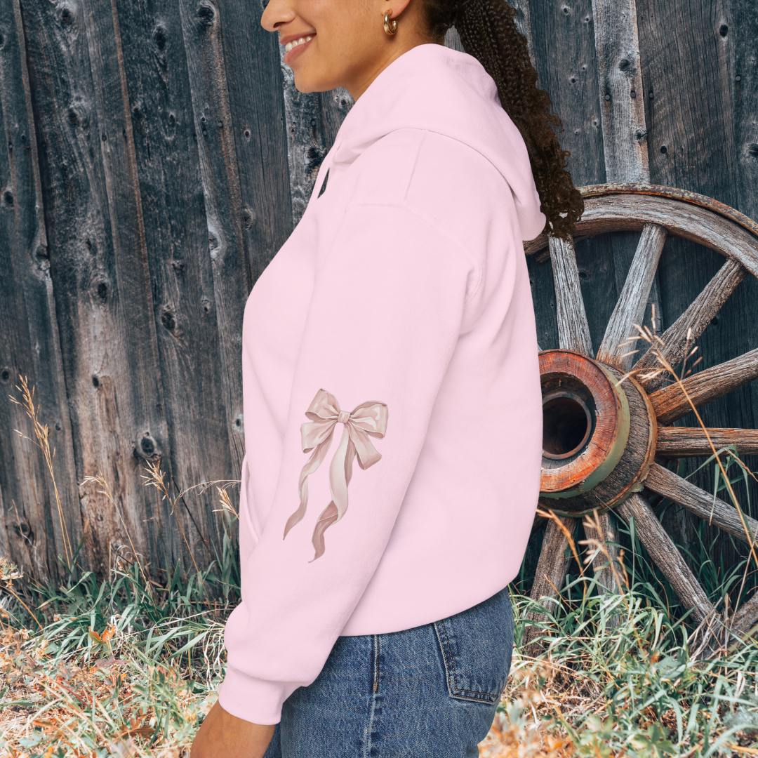 Coquette Bow Hoodie, Pink Ribbon Sweatshirt, Gift for Her, Comfy Pullover, Cute Jumper, Warm Hoody