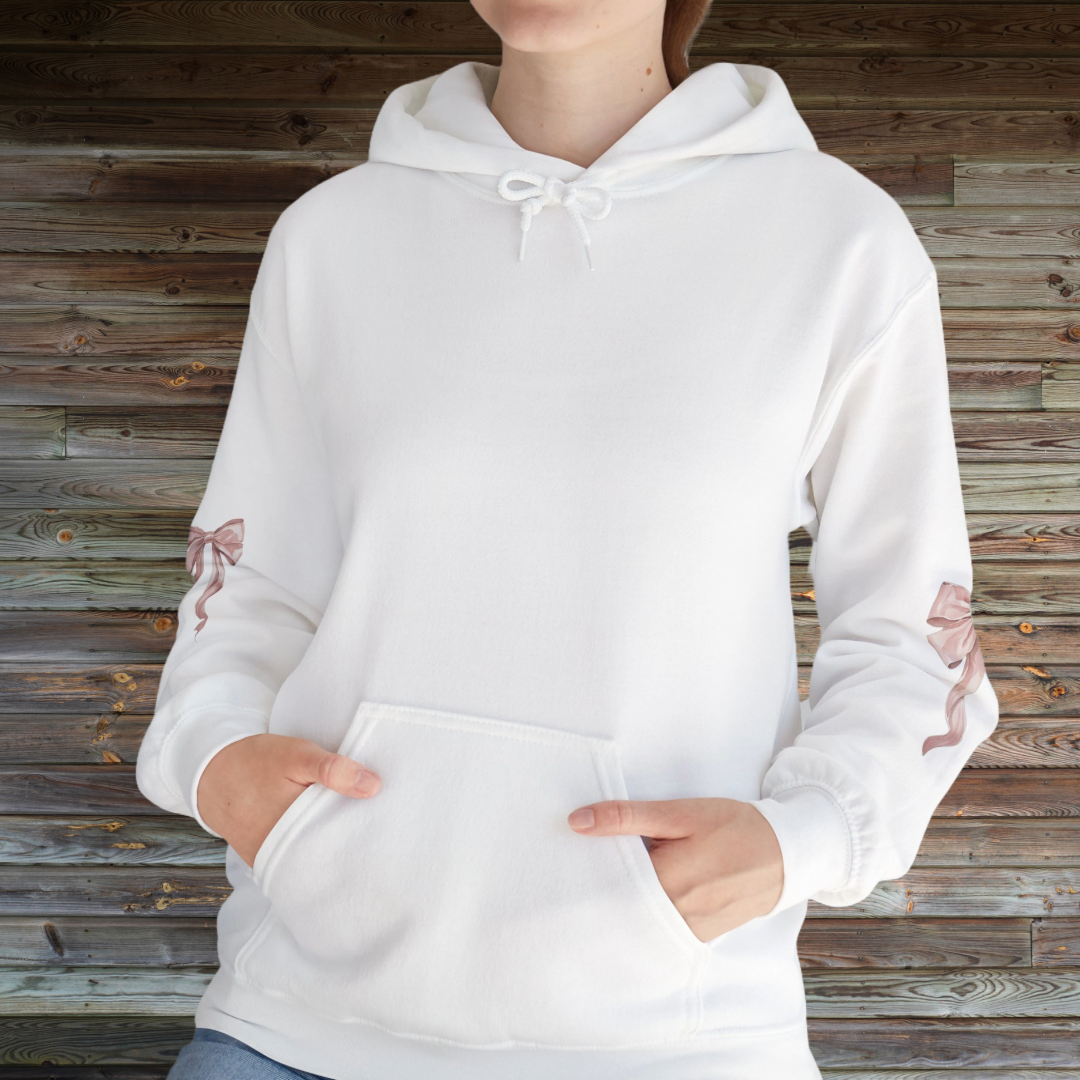 Coquette Bow Hoodie, Pink Ribbon Sweatshirt, Gift for Her, Comfy Pullover, Cute Jumper, Warm Hoody