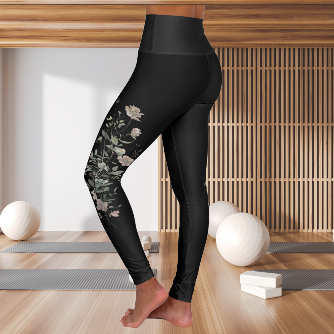 High Waisted Pastel Floral Yoga Leggings - Stylish & Comfortable Workout Gear