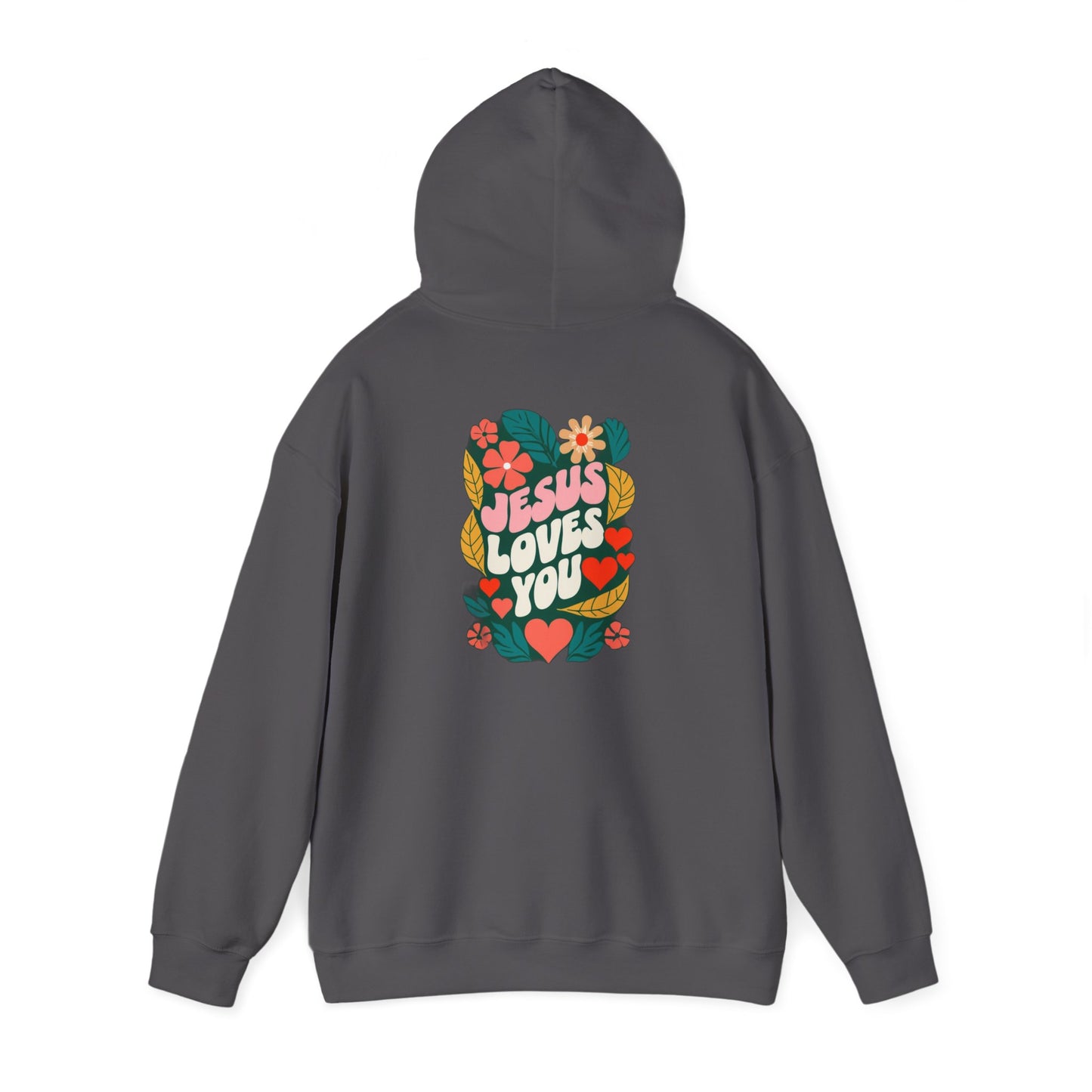 Retro Floral "Jesus Loves You" White Hoodie, Faith-Inspired Cozy Style for Everyday Wear, Perfect Christian Gift!