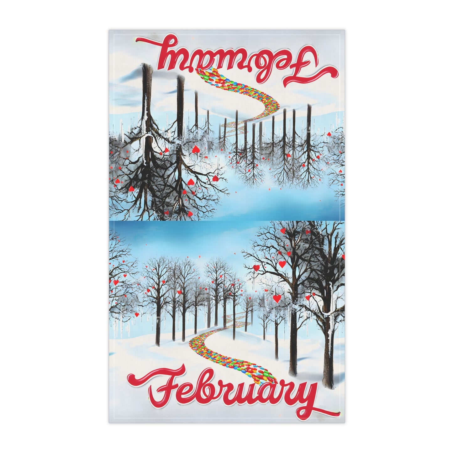 February Tea Towels: Winter Wonderland Cotton Decor, Seasonal Kitchen Towels, Holiday Gift, Home Decor, Cozy Kitchen