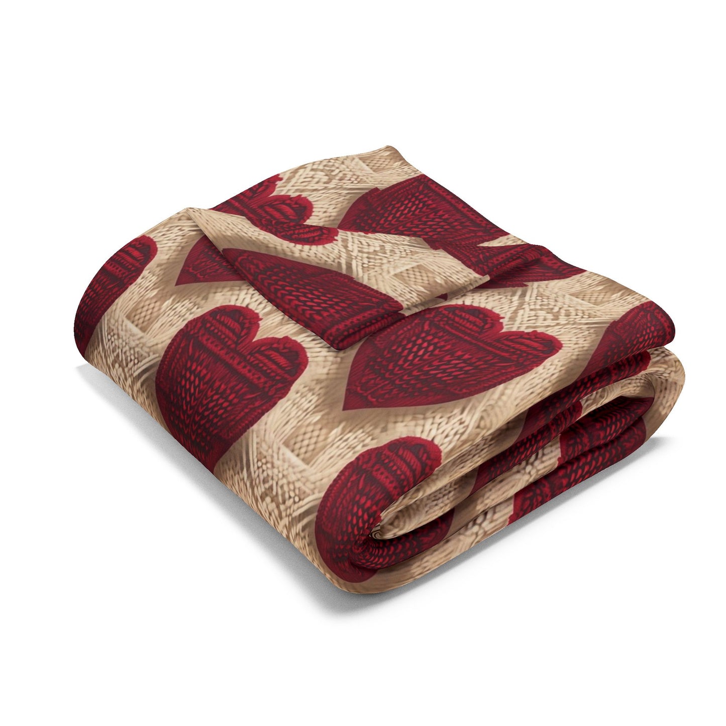 Cozy Knit Heart Pattern Fleece Blanket for Romantic Evenings