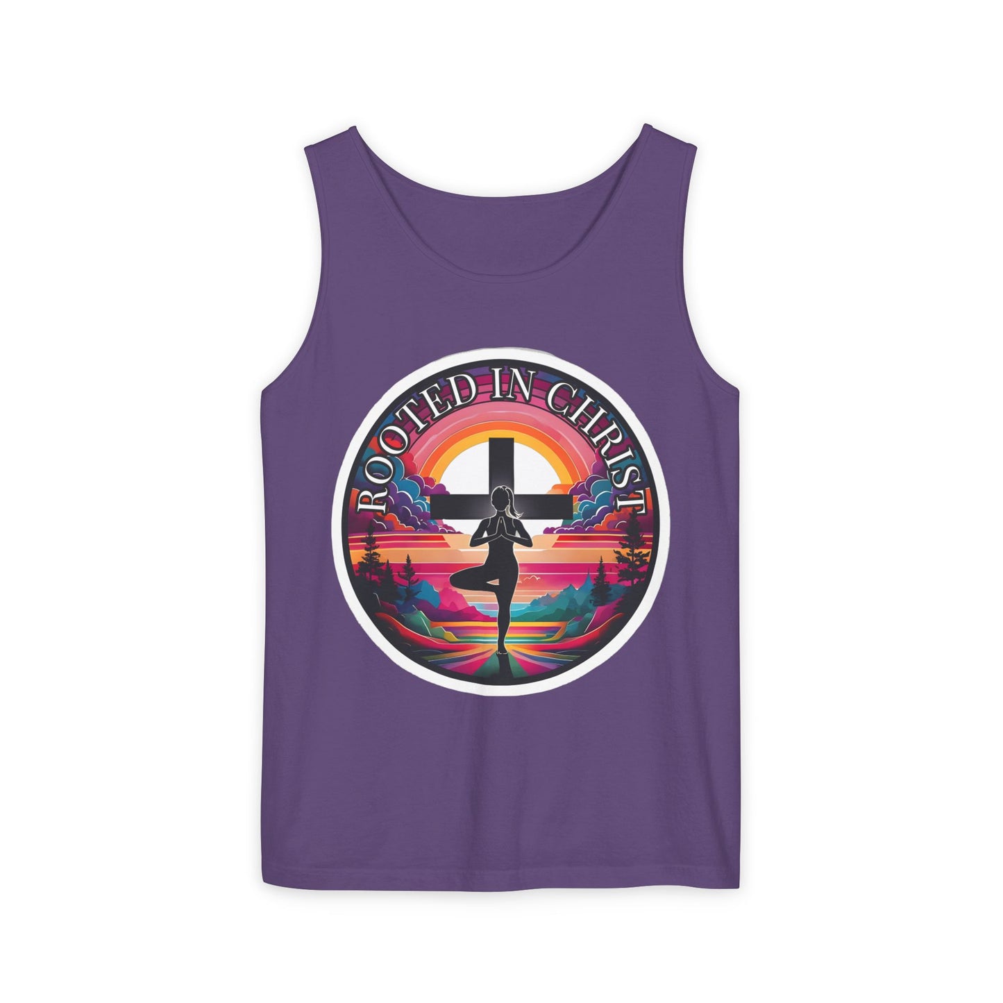 Rooted in Christ Tank Top, Spiritual Christian Yoga Apparel, Peaceful Jesus Vibes, Christian Exercise Gift