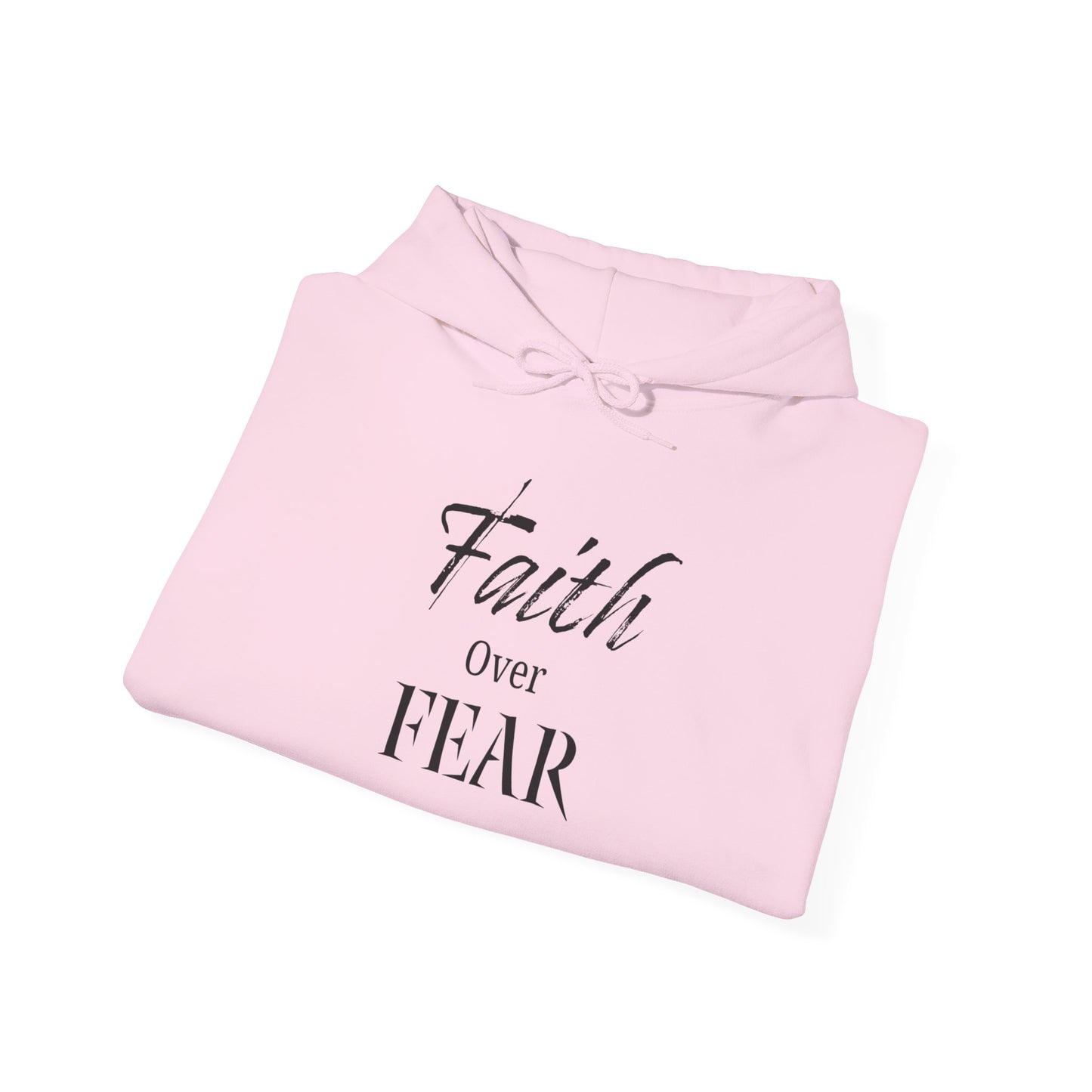 Faith Over Fear Hooded Sweatshirt - Cozy Inspirational Gift, Self-Care, Mindfulness, Motivational Wear, Pink Bows Hoodie