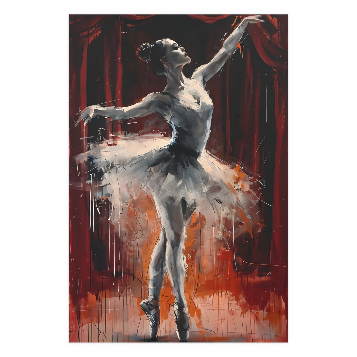 Silk Poster, Elegant Ballet Dancer Art Print for Home Decor and Dance Studio, Gift for Dancers, Wall Art, Fine Art