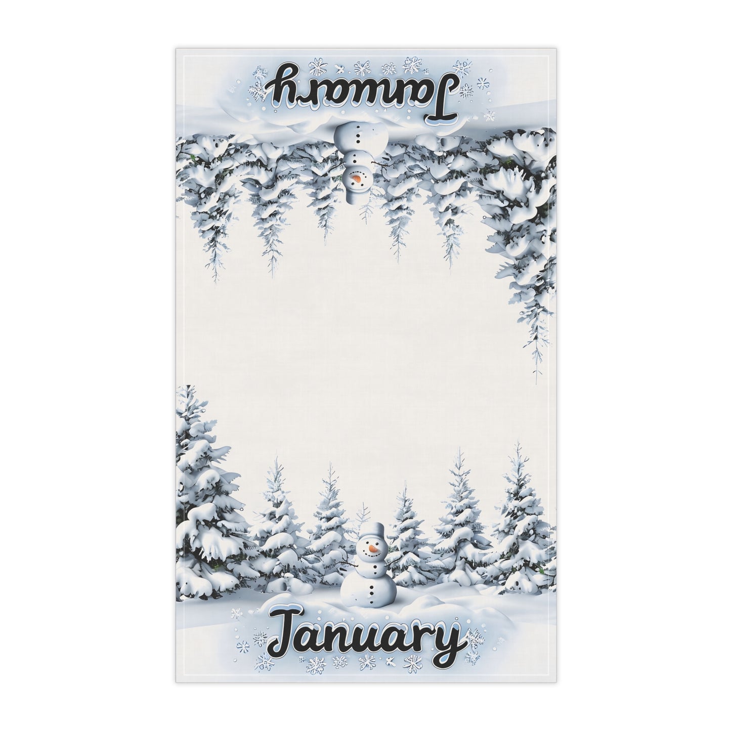 January Winter Wonderland Tea Towels, Cozy Kitchen Decor, Snowman Design, Gift for Home, Holiday Kitchen Essentials, Seasonal Kitchen Towel