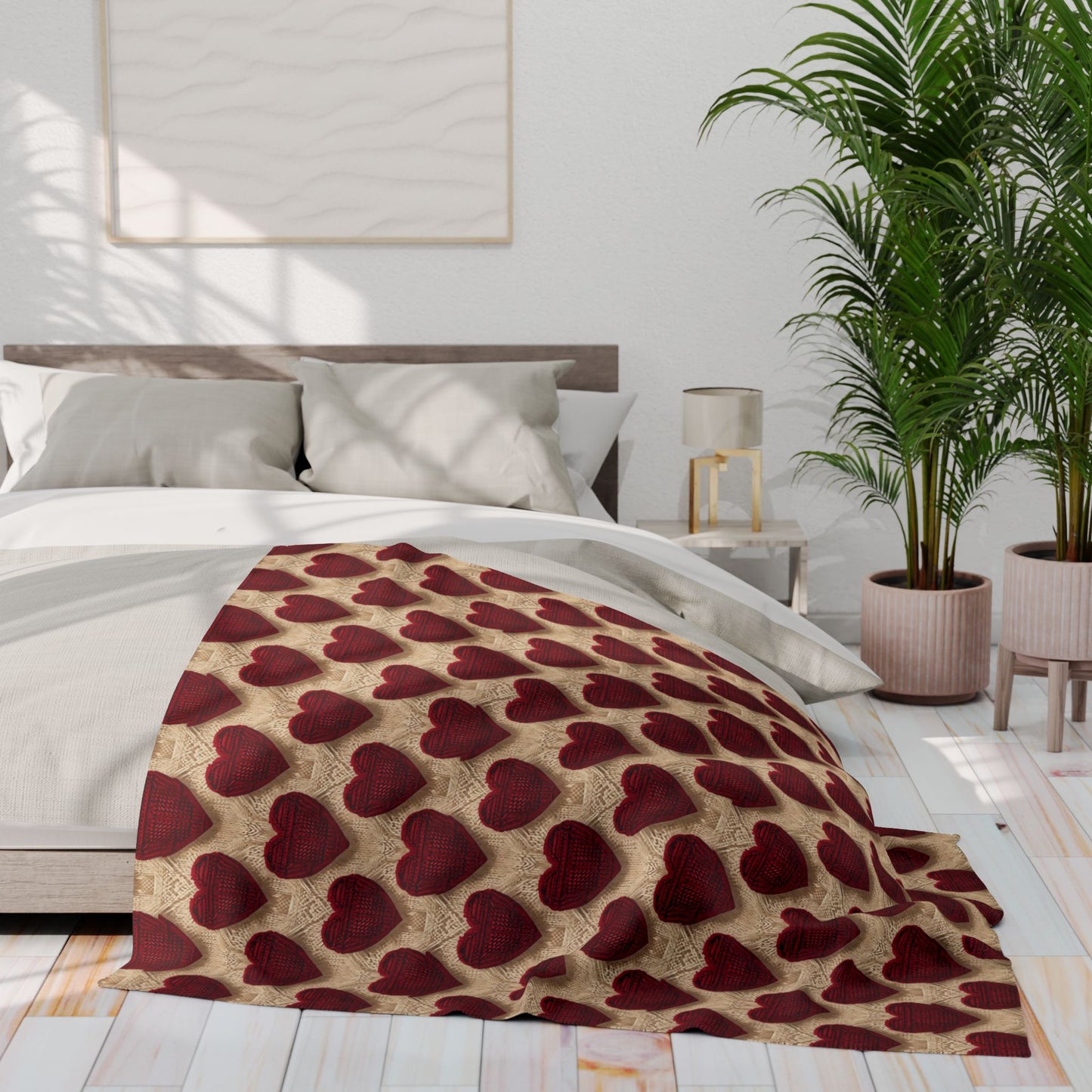 Cozy Knit Heart Pattern Fleece Blanket for Romantic Evenings