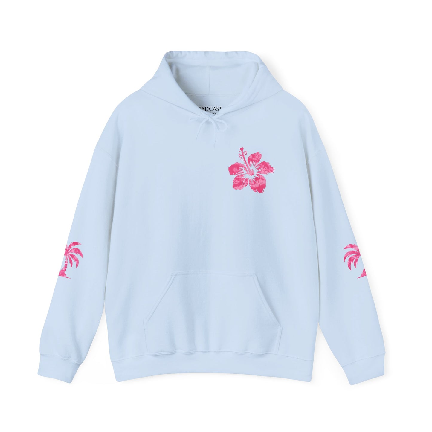 Pink Tropical Tie Dye Palm Tree and Hibiscus Hoodie for Sweatshirt, Pullover