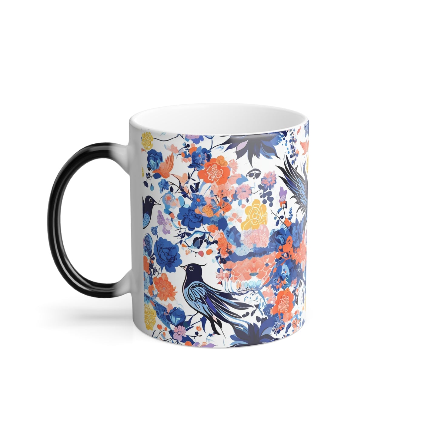 Color Morphing Floral Bird Mug - 11oz Color Changing Coffee Cup