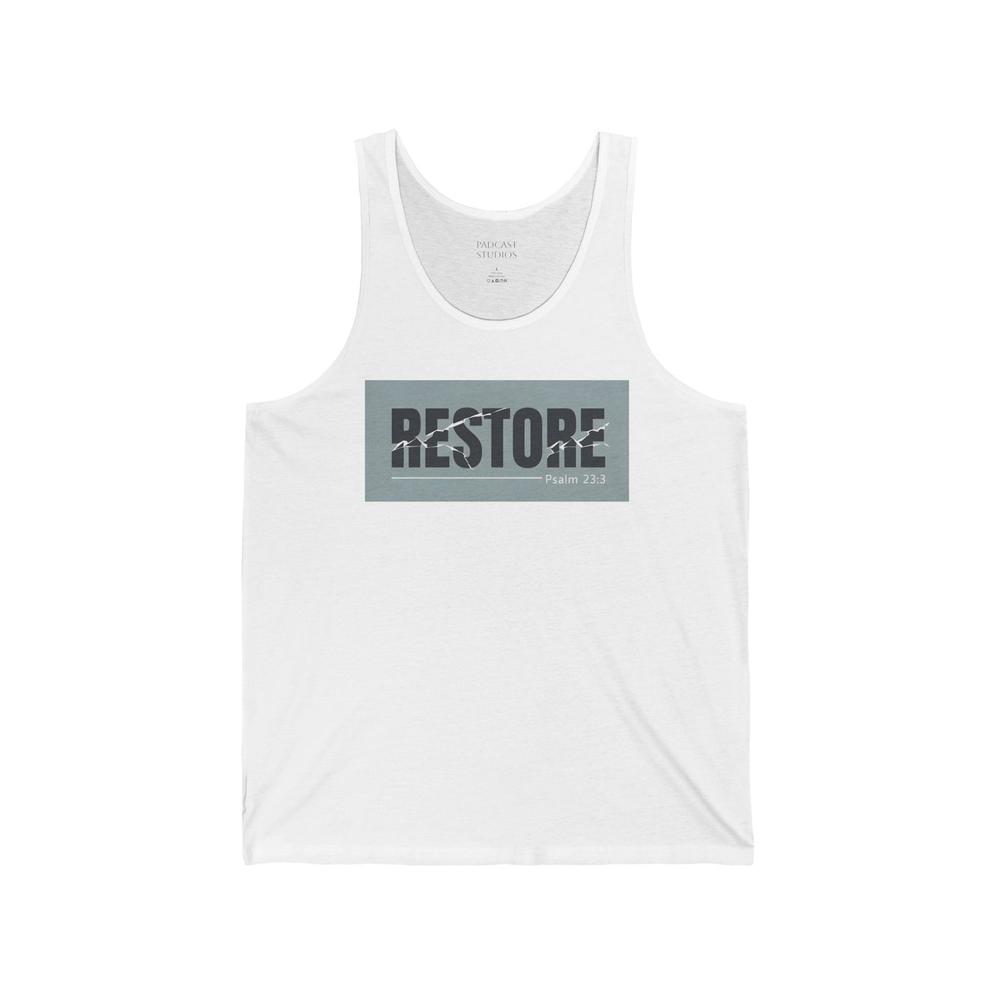 Restore Psalm 23 Womens Tank Top, Christian Gym Clothes, Summer Workout Shirt, Faith-Based Gift, Spiritual Wellness