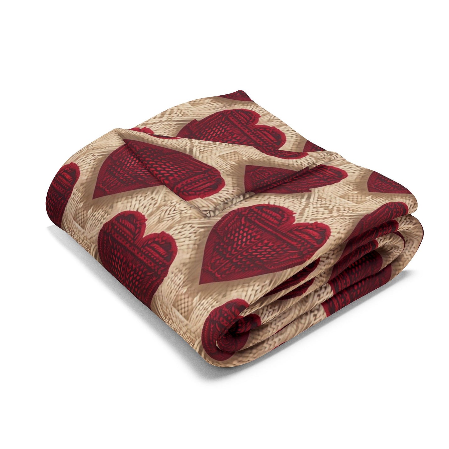 Cozy Knit Heart Pattern Fleece Blanket for Romantic Evenings