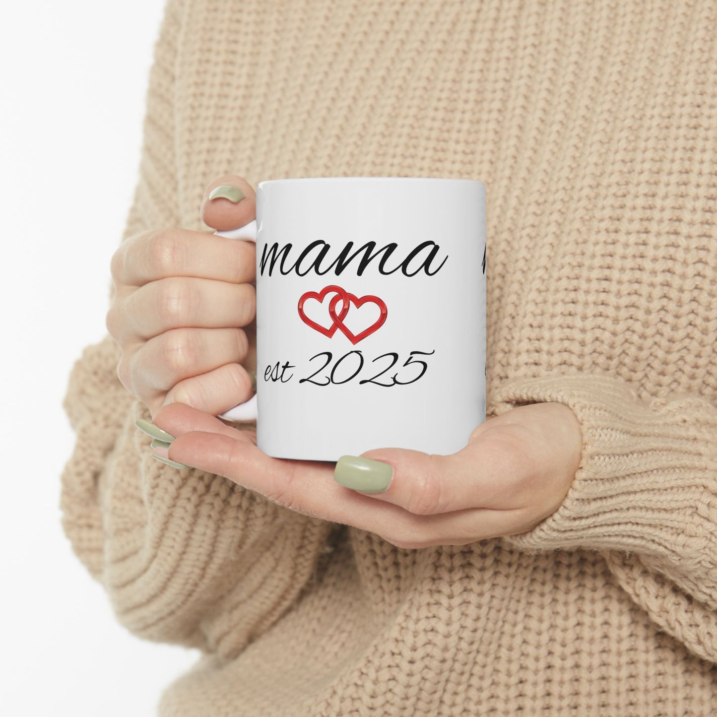 Personalized Mama Hearts Mug - Established 2025 - Perfect Gift for Moms
