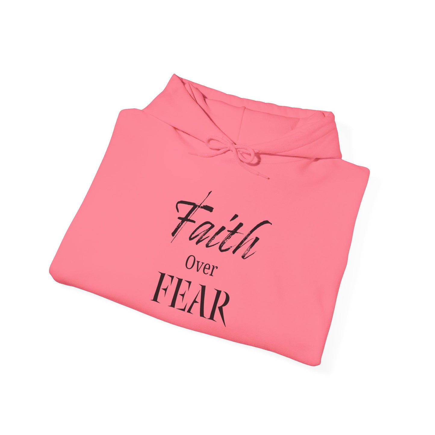 Faith Over Fear Hooded Sweatshirt - Cozy Inspirational Gift, Self-Care, Mindfulness, Motivational Wear, Pink Bows Hoodie
