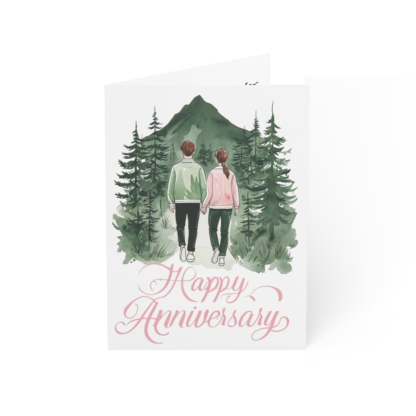 Charming Earthy Mountain Couple Anniversary Greeting Cards - Set of 1, 10, 30, or 50 Pcs