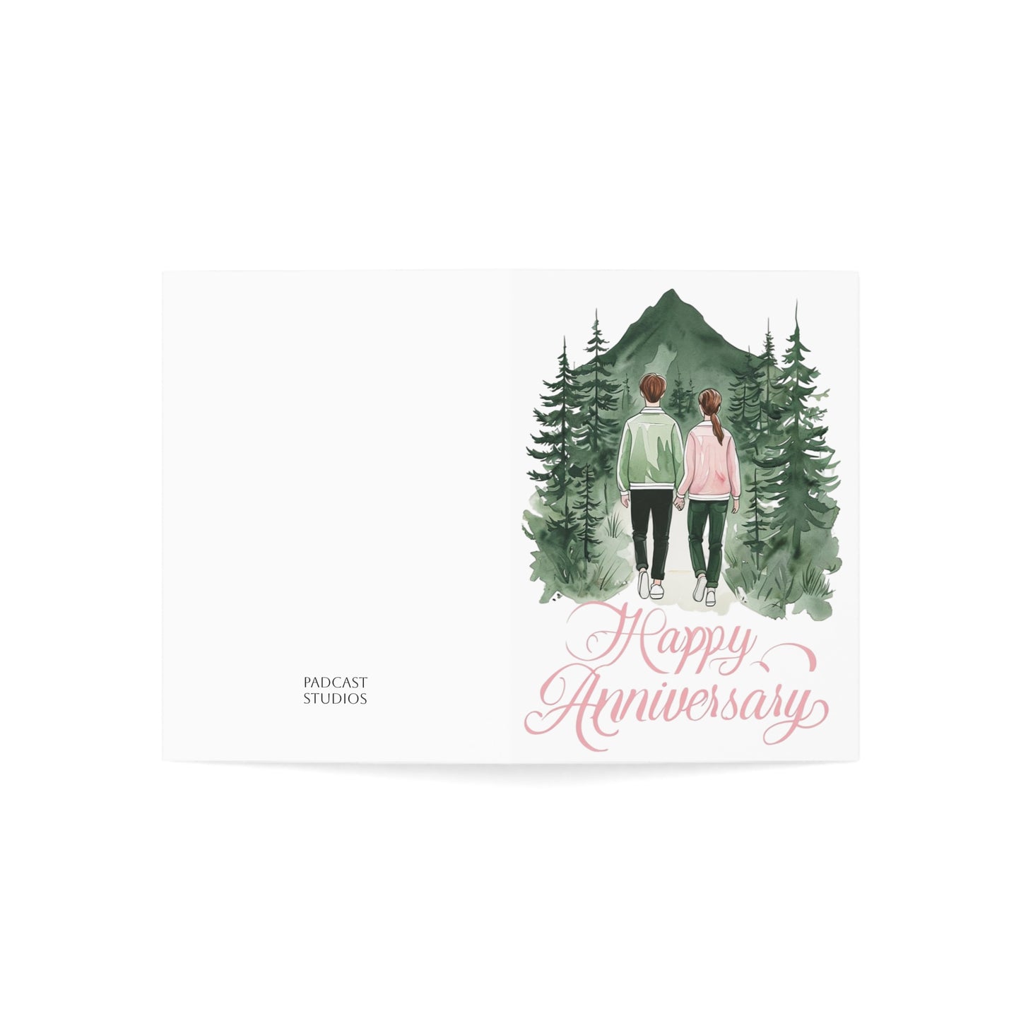Charming Earthy Mountain Couple Anniversary Greeting Cards - Set of 1, 10, 30, or 50 Pcs