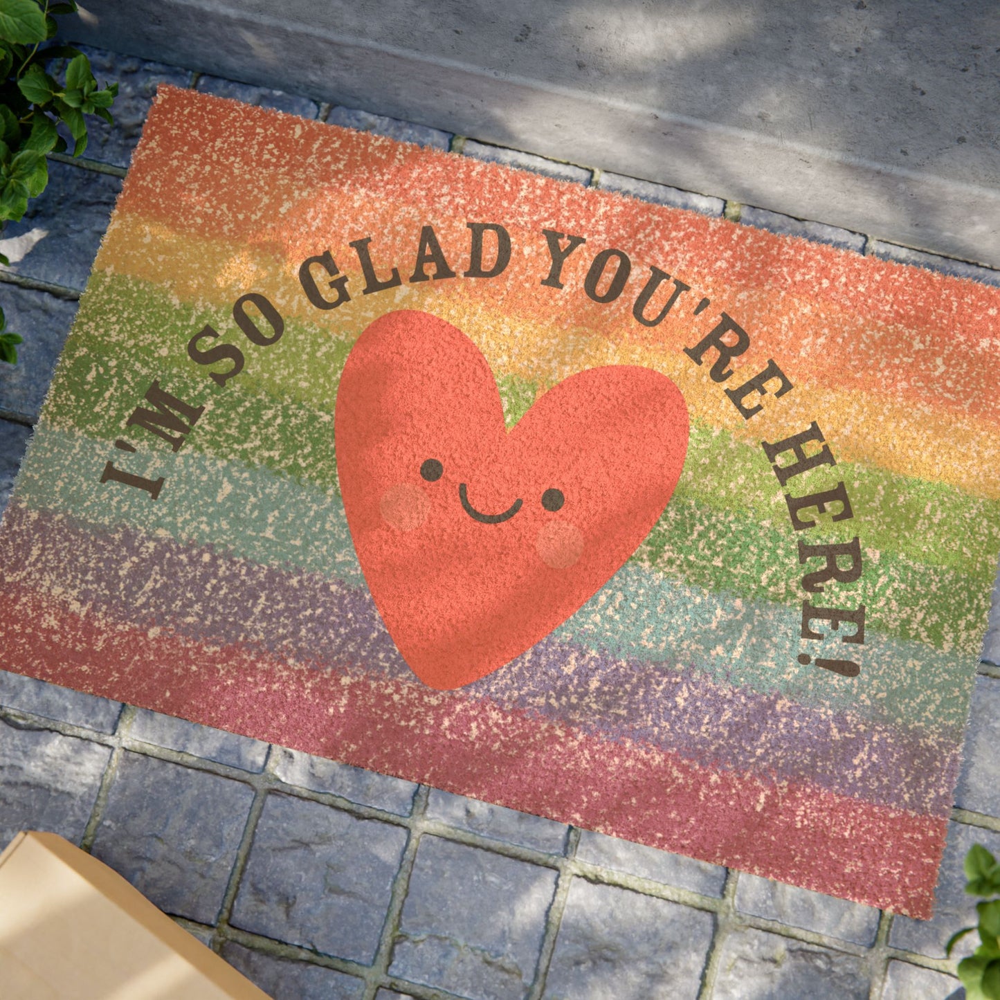 I'm so glad you're here! Teacher Doormat, Classroom eco friendly Welcome Mat, Back to School Gift, Educational Rug, Personalized School Decor