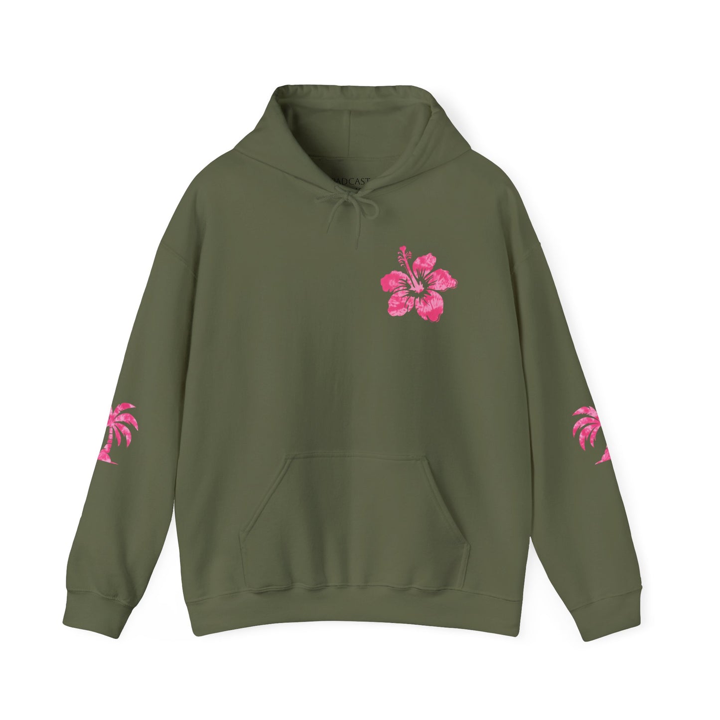 Pink Tropical Tie Dye Palm Tree and Hibiscus Hoodie for Sweatshirt, Pullover