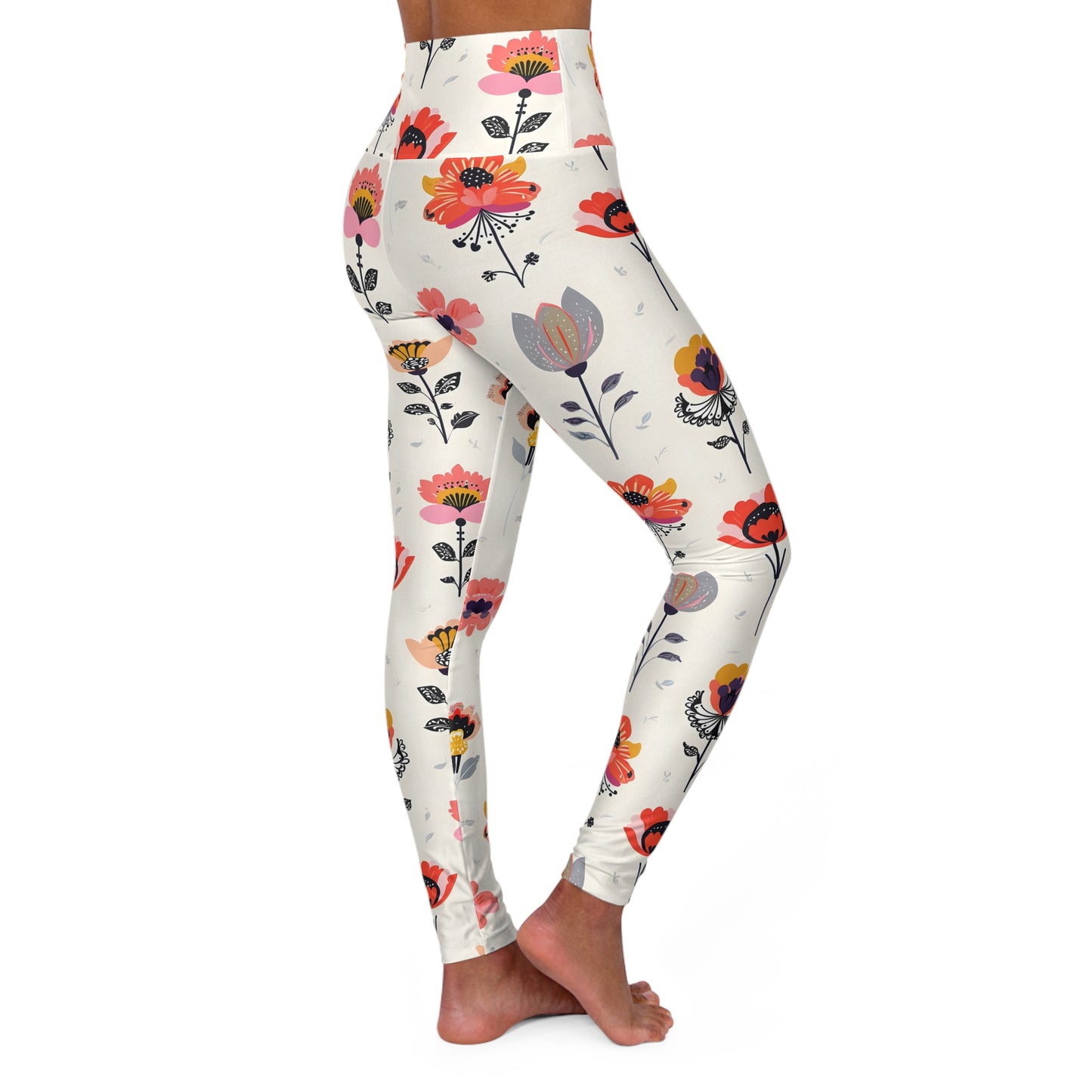 Floral High Waisted Yoga Leggings, Flower Print Workout Tights, Fitness Apparel, Activewear, Gift for Yogis